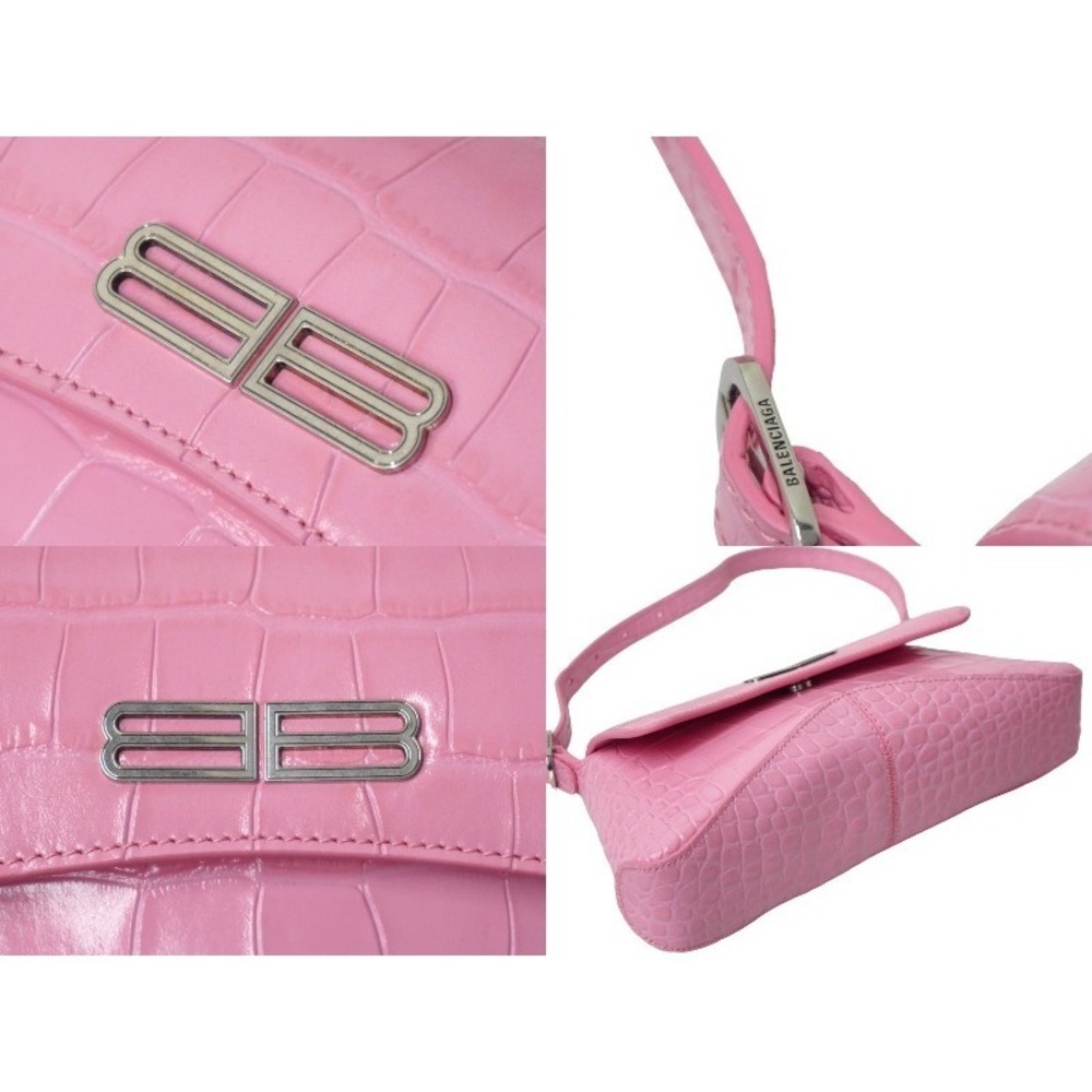 BALENCIAGA shoulder bag XXS flap pink calfskin crocodile embossing part - Picture 5 of 9